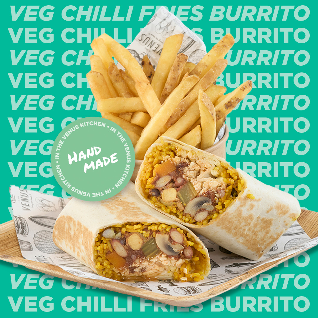 Plant based chilli burrito with fries (VGN)