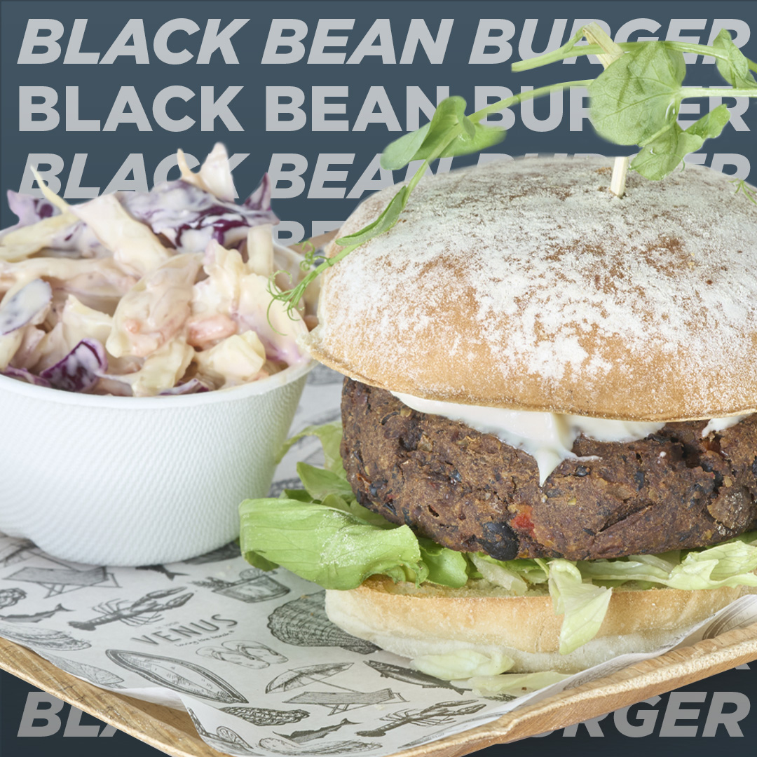 Black Bean Burger hand made in Venus kitchens (Vegan & Gluten Free)